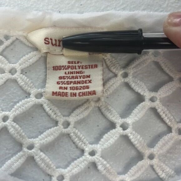 Sundance Shadow Dance Crochet‎ Top Ivory Lace Sheer Short Sleeve Tunic Sweater S - Picture 10 of 11
